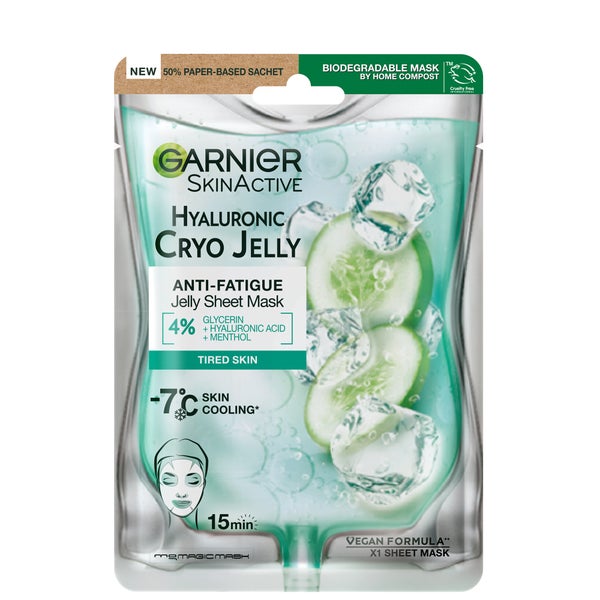 Garnier Anti-Fatigue Hyaluronic Acid and Icy Cucumber Cryo Jelly Face Mask 27g