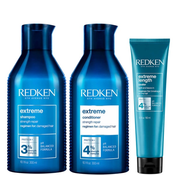 Redken Extreme Shampoo, Conditioner and Extreme Length Sealer Leave-in Treatment Bundle