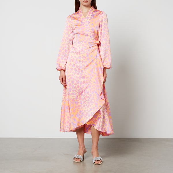 Cras Laracras Printed Silk-Satin Wrap Dress