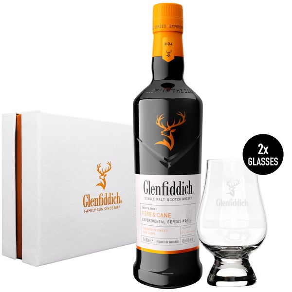 Glenfiddich Fire & Cane Tasting Set with 2 x Glencairn Whisky Glasses