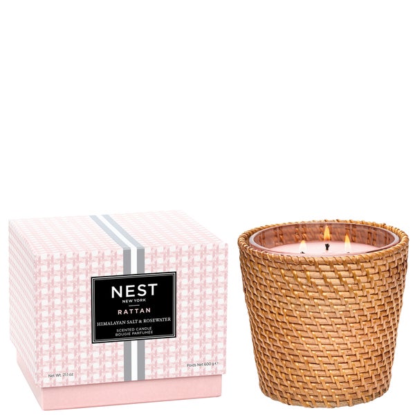 NEST New York Rattan Himalayan Salt and Rosewater 3-Wick 600g