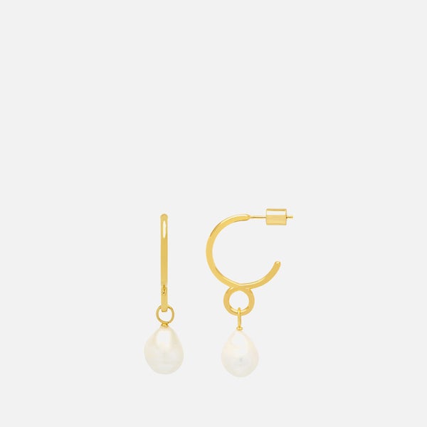 Estella Bartlett Gold-Plated Organic Twist Pearl Drop Hoop
