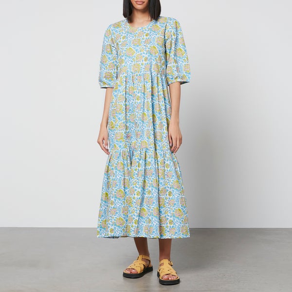 SZ Blockprints Gaia Floral-Print Cotton Midi Dress