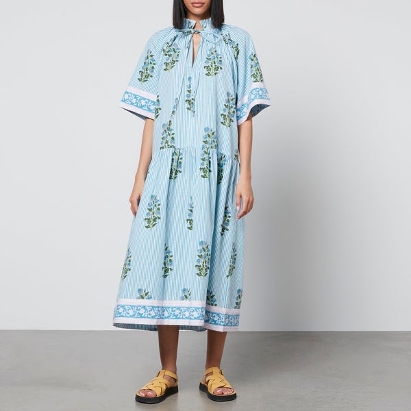 SZ Blockprints Printed Cotton-Poplin Midi Dress
