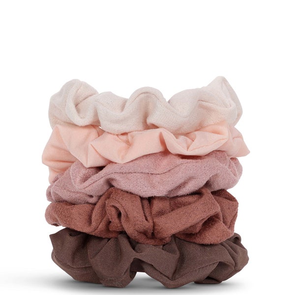 Kitsch Assorted Textured Scrunchies Set - Terracotta (Pack of 5)