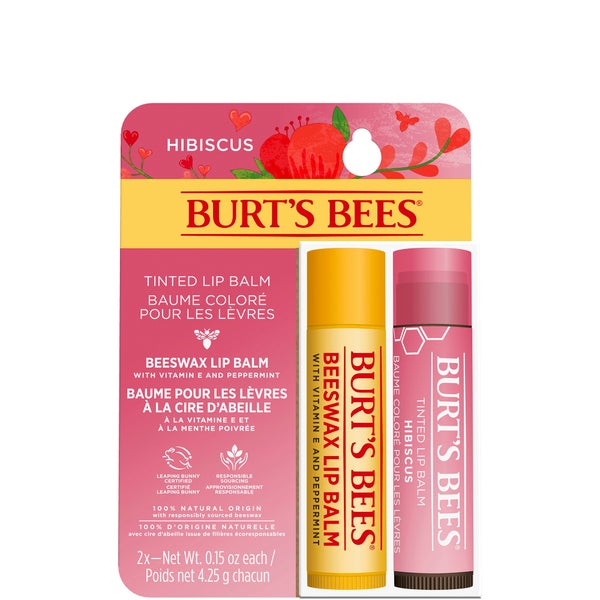 Burt's Bees Beeswax Lip Balm and Hibiscus Tinted Lip Balm Duo Gift Set