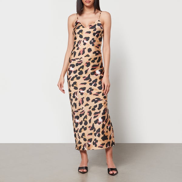 Never Fully Dressed Jaspre Leopard-Print Satin Maxi Dress