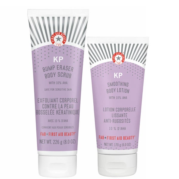 First Aid Beauty Body Bundle KP Bump Eraser Body Scrub with 10% AHA 226ml and KP Smoothing Body Lotion with 10% AHA 170g