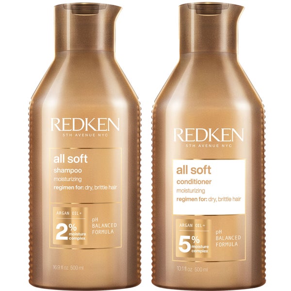 Redken All Soft Shampoo and Conditioner Routine For Dry, Brittle Hair 500ml