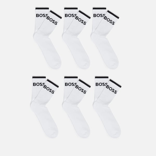 BOSS Bodywear Six-Pack Striped Cotton-Blend Socks