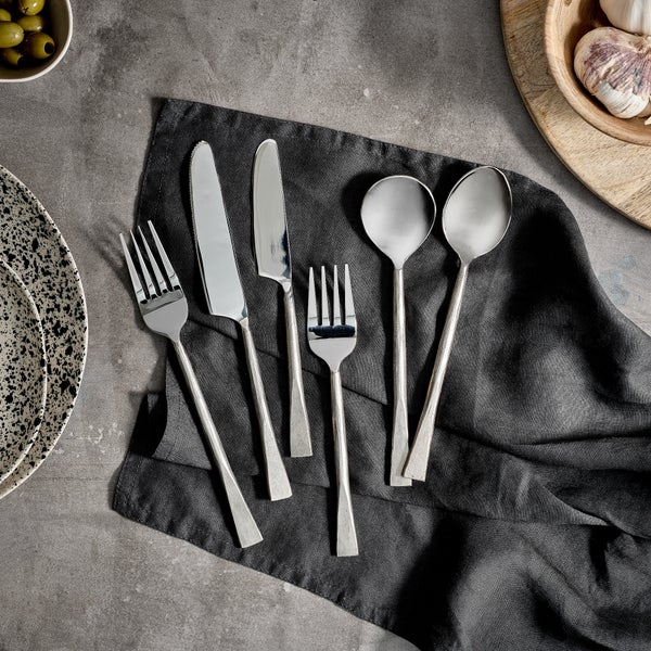 Nkuku Usa Cutlery Set - Brushed Silver - Set of 16