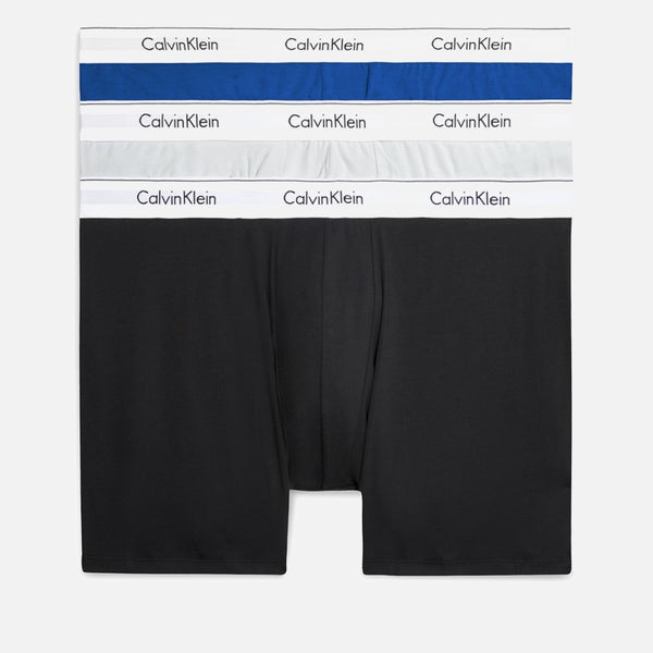 Calvin Klein Men's Big & Tall 3 Pack Boxer Briefs - Mazarine Blue/Black/Lunar Rock