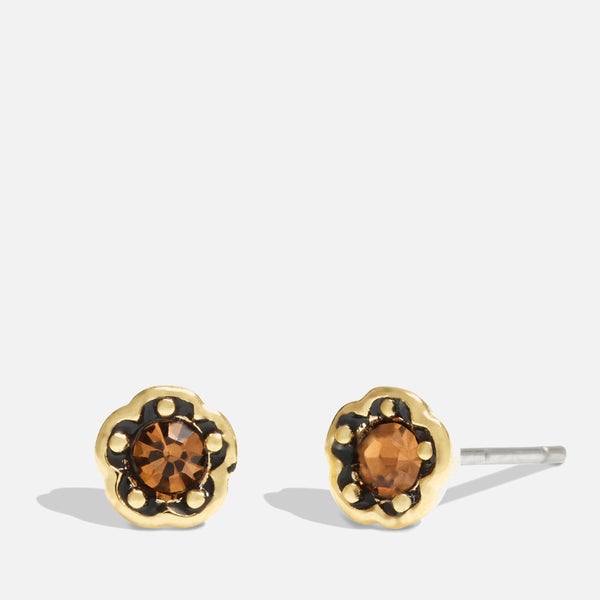 Coach Gemstone Gold-Toned Brass Stud Earring