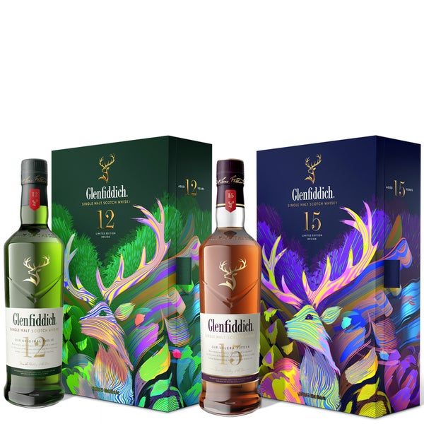 Glenfiddich x Santtu Mustonen Gifting Bundle, 12 + 15 Year Old Glenfiddich Single Malt Whisky Limited Edition Artist Pack