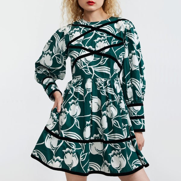 Batsheva Mini Clemmie Floral-Print Crepe Dress