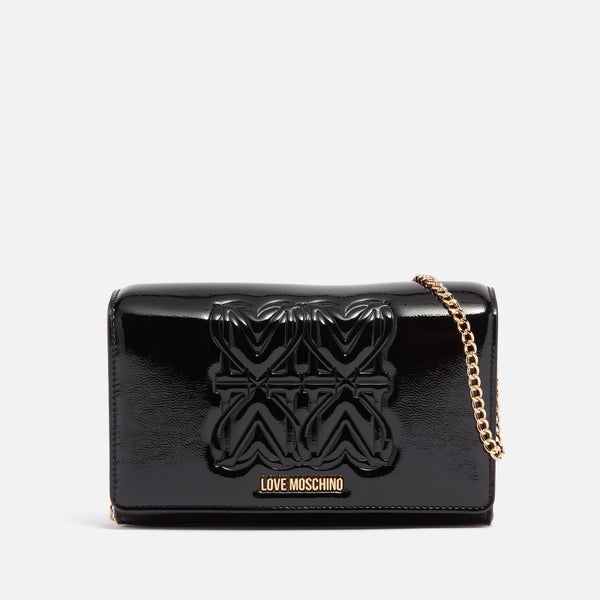 Love Moschino Big Embossment Chain Faux Leather Clutch Bag