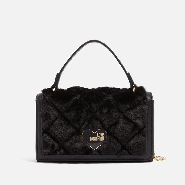 Love Moschino Quilted Faux Fur Crossbody Bag