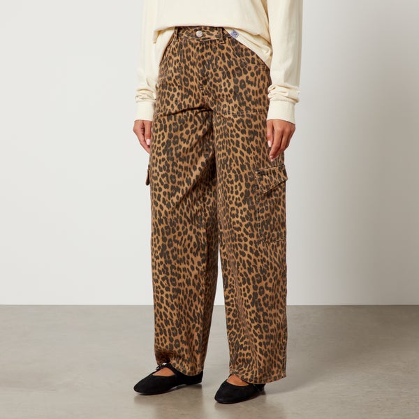 Damson Madder Dion Leopard-Print Cargo Wide-Leg Jeans
