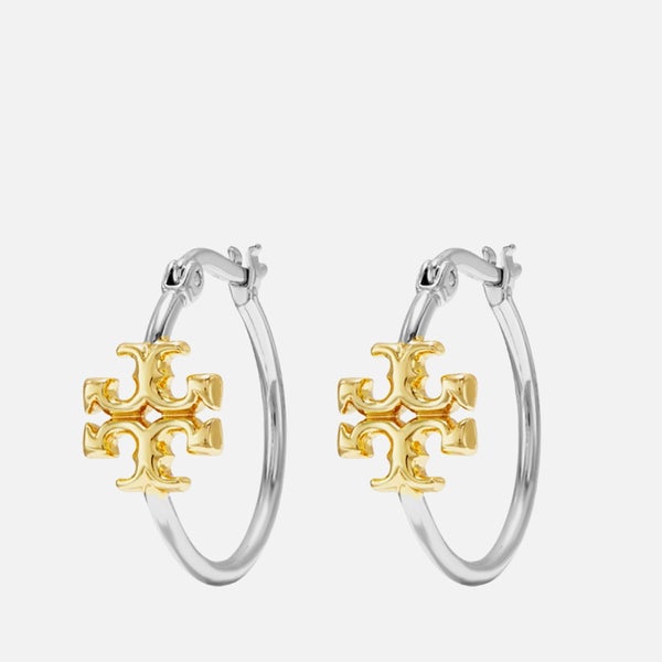 Tory Burch Small Eleanor Gold and Silver-Tone Hoop Earrings