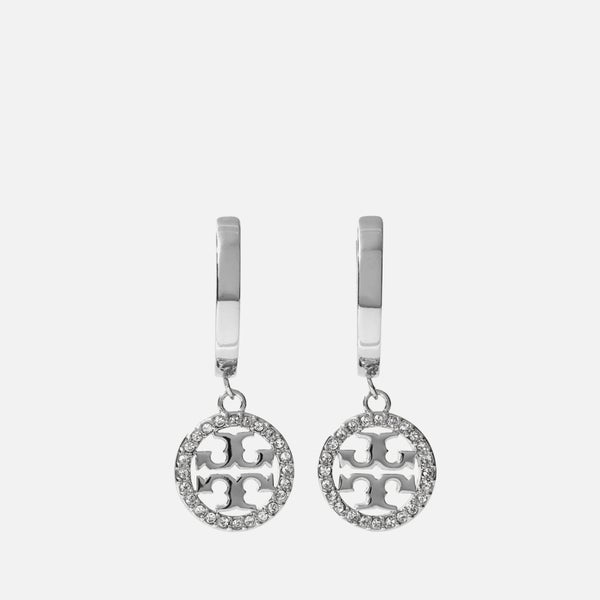 Tory Burch Miller Silver-Tone Huggie Hoop Earrings