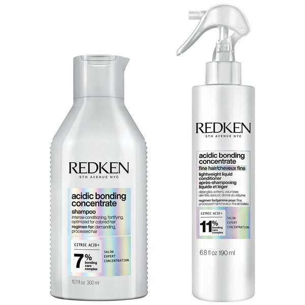 Set de champú concentrado Acidic Bonding y acondicionador líquido ligero Bond Repair de Redken para cabello fino