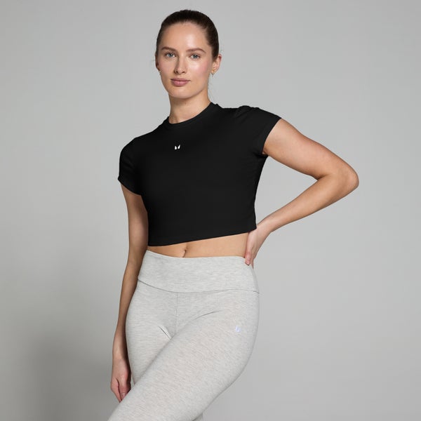 MP Women's Basic Body Fit Short Sleeve Crop T-Shirt - Black