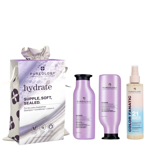 Pureology Hydrate Shampoo Conditioner and Color Fanatic Hair Gift Set for Dry Hair (Worth £81.70)
