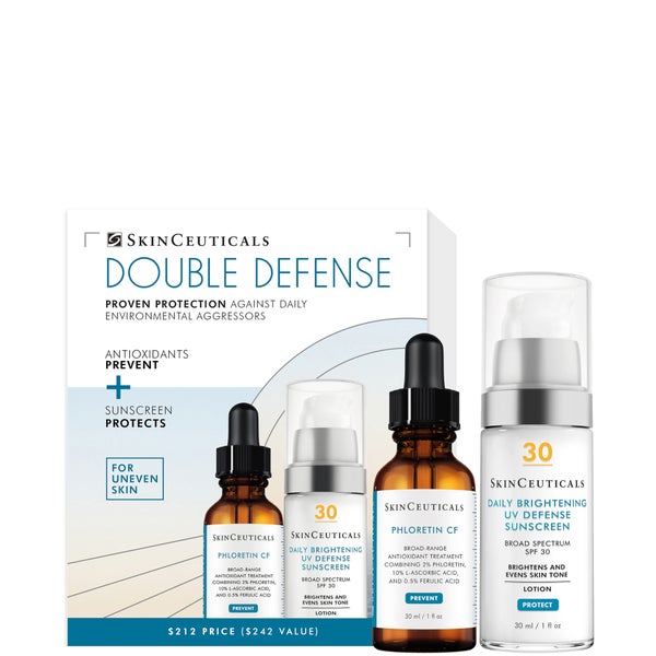 SkinCeuticals Double Defense Kit: Phloretin CF + Daily Brightening UV Defense Sunscreen SPF 30