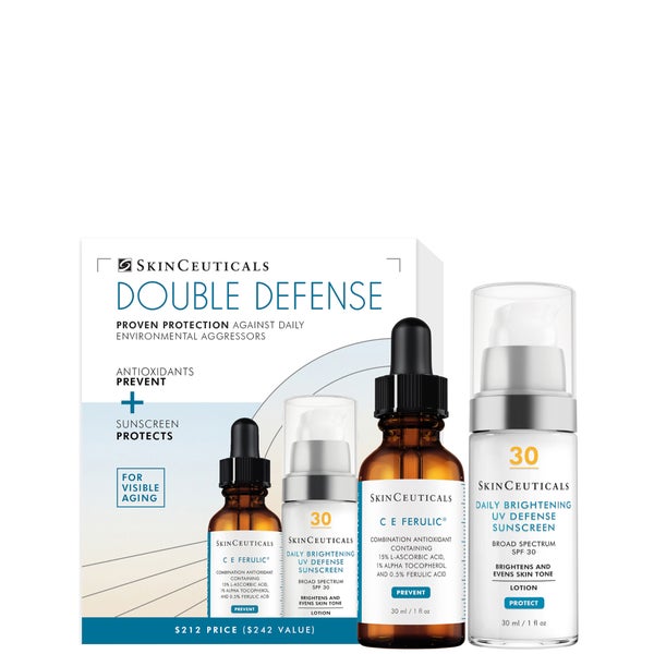 SkinCeuticals Double Defense Kit: C E Ferulic + Daily Brightening UV Defense Sunscreen SPF 30