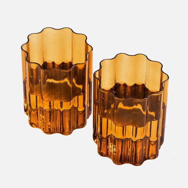 Fazeek Wave Glass - Set of 2 Amber