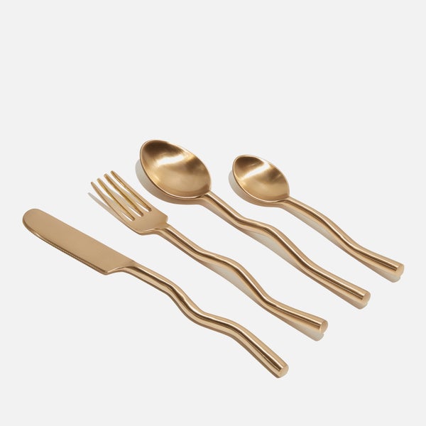 Fazeek Wave Cutlery - Matte Brass. 4 Piece Set Matte Brass