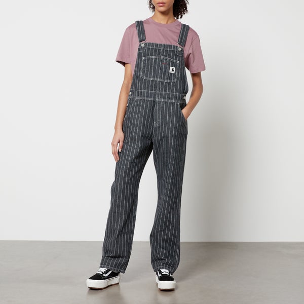 Carhartt WIP Women's Orlean Bib Overall Straight Dungarees - Black/White Stone Washed
