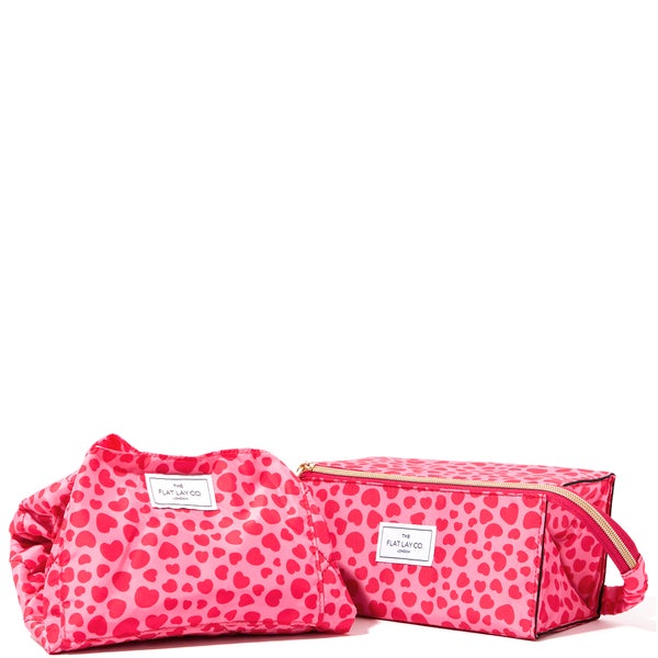 The Flat Lay Co. X LookFantastic Exclusive Makeup Bag Duo in Pink Hearts