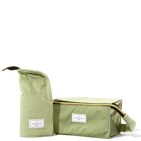 The Flat Lay Co. X LookFantastic Makeup Bag Duo in Green Velvet