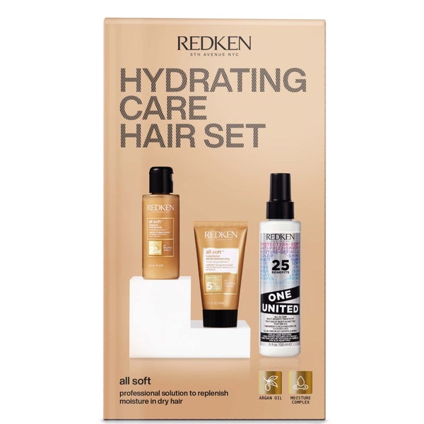 Redken All Soft Hydrating Care Hair Set for Dry Hair, Shampoo 75ml, Conditioner 50ml, One United 150ml