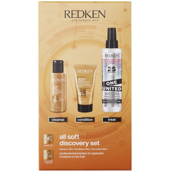 Redken All Soft Shampoo 75ml, Conditioner 50ml and One United Hair Treatment 150ml Discovery Set