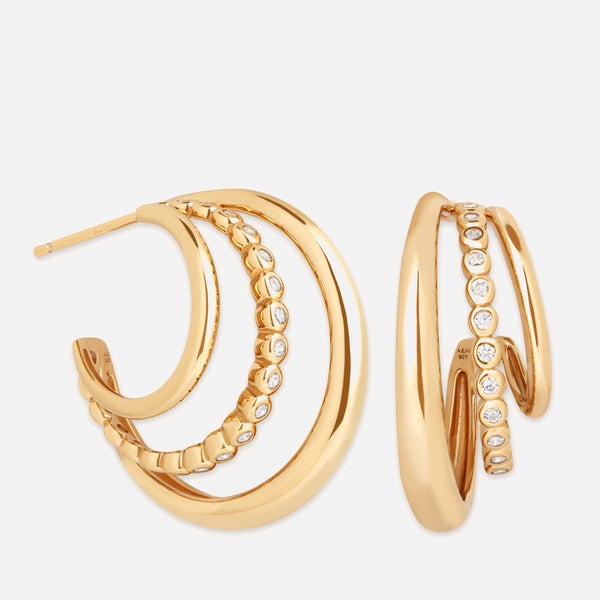 Astrid & Miyu Illusion Bezel Gold-Tone Hoop Earrings