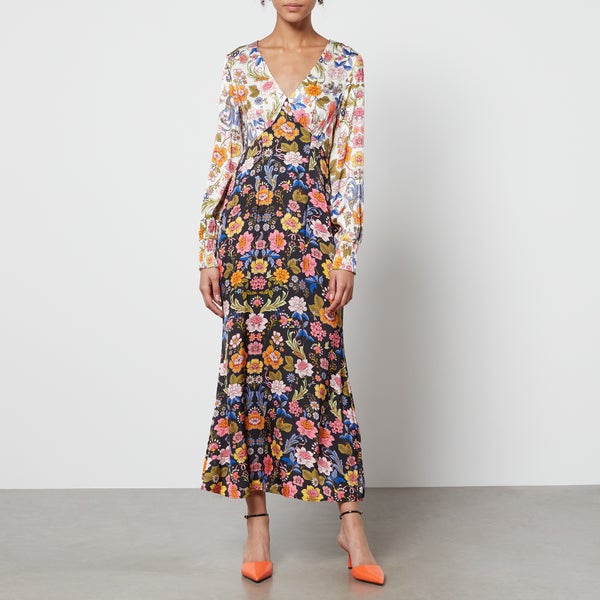 Never Fully Dressed Louella Floral-Print Satin Dress