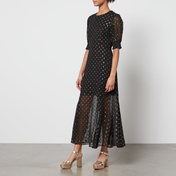 Never Fully Dressed Dobby Rosa Fril Coupe Georgette Dress