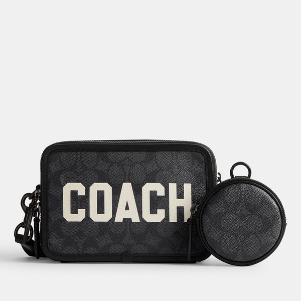 Coach Men's Charter Signature With Coach Graphic Cross Body Bag - Charcoal Multi