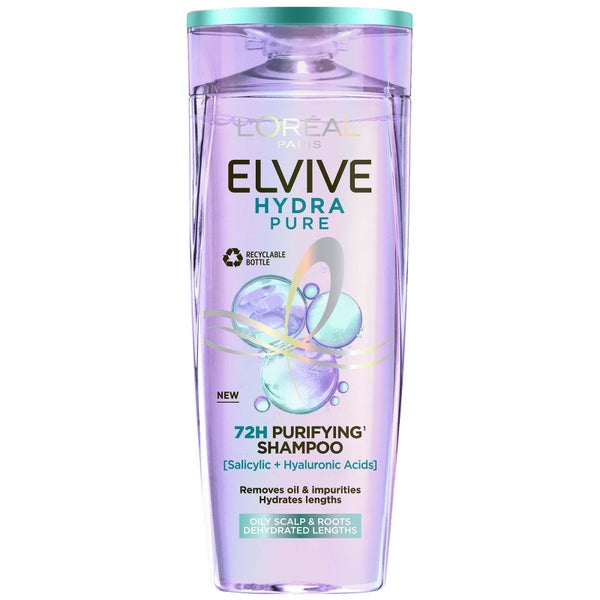 L&apos;Oréal Paris Elvive Hydra Pure 72h Purifying Shampoo with Hyaluronic and Salicylic Acids 500ml