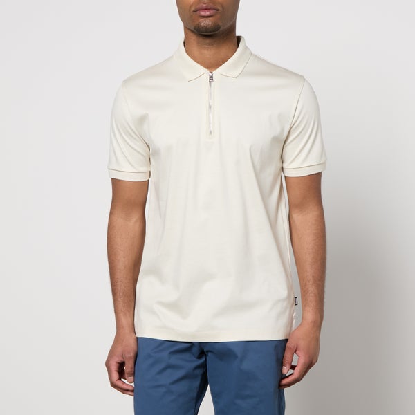 BOSS Black Men's Polston Zip Neck Polo Shirt - Open White