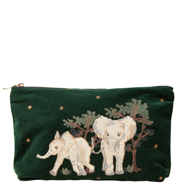 Elizabeth Scarlett Baby Elephant Conservation Forest Velvet Everyday Pouch