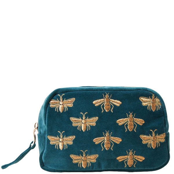 Elizabeth Scarlett Honey Bee Rich Blue Velvet Cosmetics Bag
