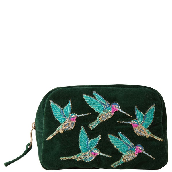 Elizabeth Scarlett Hummingbird Rainforest Velvet Cosmetics Bag