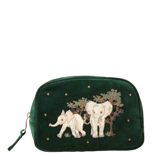 Elizabeth Scarlett Baby Elephant Conservation Forest Velvet Cosmetics Bag