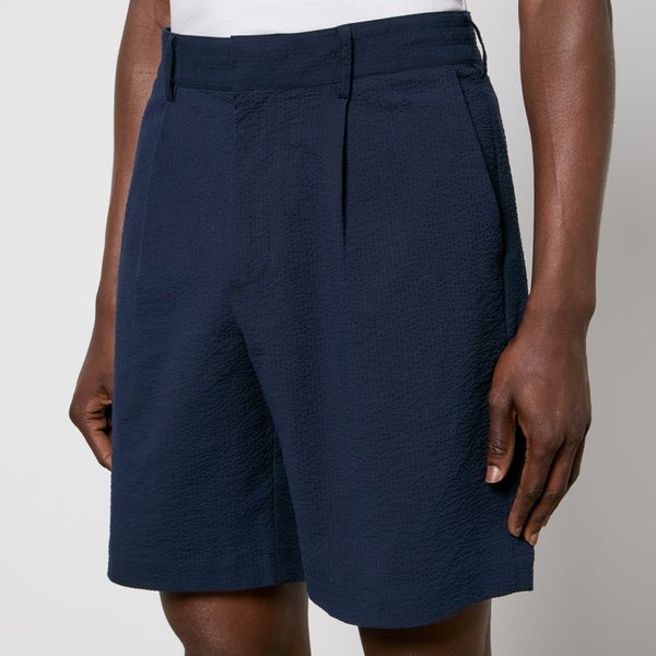Wax London Linton Cotton-Blend Seersucker Shorts