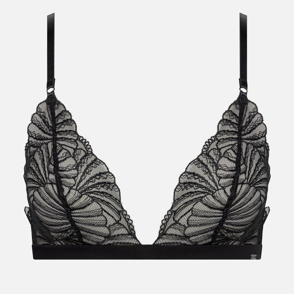 Calvin Klein Sheer Embroidered Stretch-Lace Unlined Triangle Bra