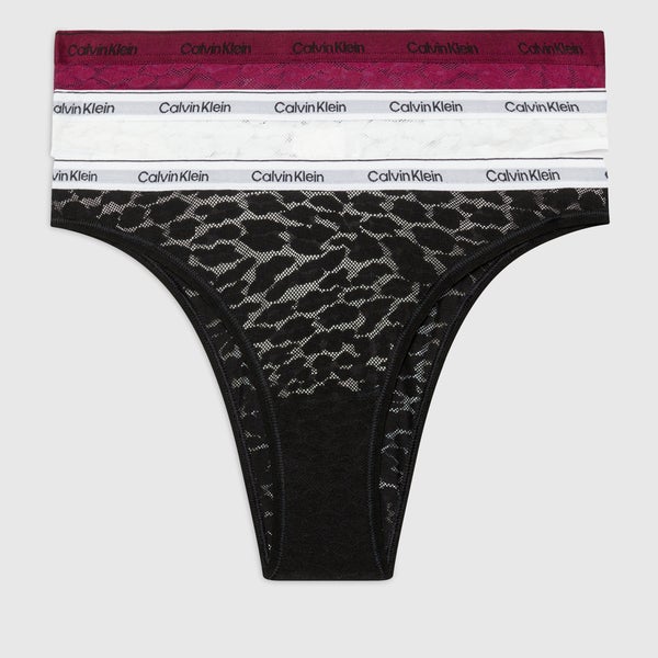 Calvin Klein Modern Semi-Sheer Leopard Stretch-Lace 3-Pack Briefs