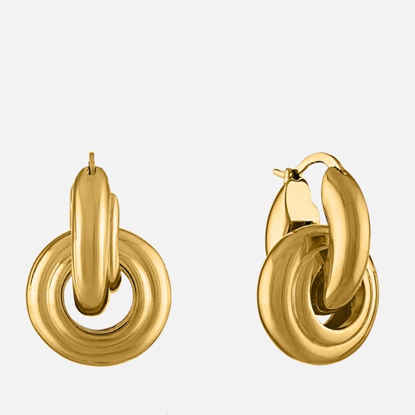 Oma The Label Plain Evbu 18 Karat Gold-Plated Hoop Drop Earrings
